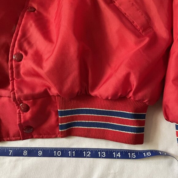 Rockabilly Windbreaker Snap Jacket Size L Men USA 1980s Warm Red Distressed - Picture 6 of 10